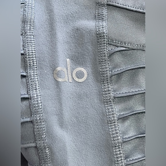 Alo Moto Leggings Womens M Gray High Rise Biker Panel Moto‎ Yoga Athletic Pants - Picture 5 of 5